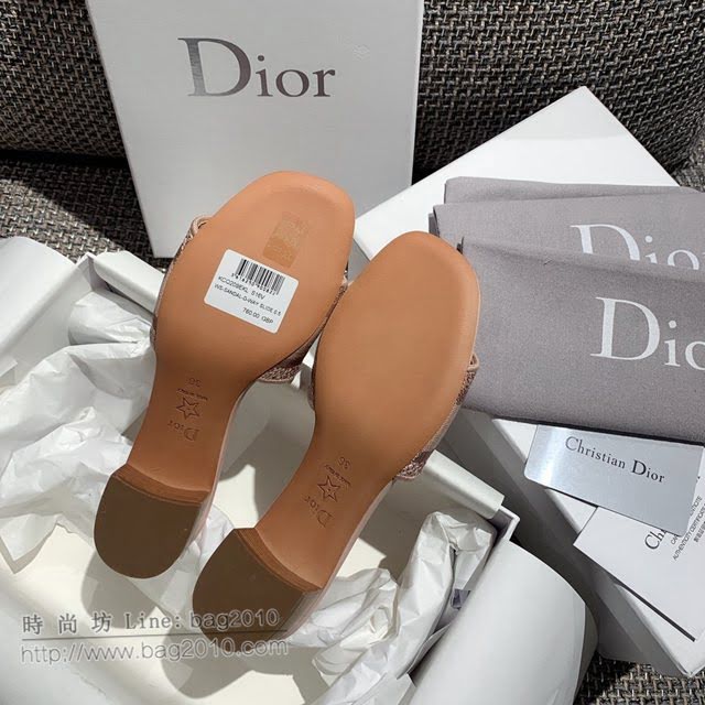 DIOR女鞋 迪奧2021專櫃新款磨砂新大底涼拖 Dior一字型刺繡平拖  naq1502